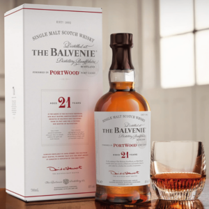 Here we have the flagship single malt from Balvenie's series of Port Wood whiskies. This 21 year old expression, a marriage of rare Balvenie, was impressively finished in 30 year old port pipes. Originally released in 1996, this whisky is a veritable masterclass in poise and balance. It’s fruity and very subtly smoky, the perfect after-dinner dram.