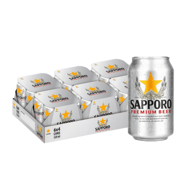 Sapporo Beer Can Lager Beer 5.0% Alcohol (320ml x 24)
